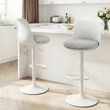 Artiss 2x Bar Stools Kitchen Swivel Gas Lift Counter Dining Chair Curved White - Low Angle