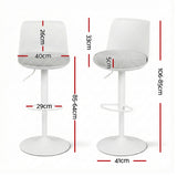 Artiss 4x Bar Stools Kitchen Swivel Gas Lift Counter Dining Chair Curved White - Front View