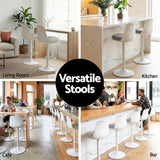 Artiss 4x Bar Stools Kitchen Swivel Gas Lift Counter Dining Chair Curved White - Close-Up Angle