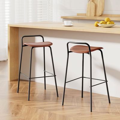 2x Artiss Bar Stools Kitchen Counter Stools Metal Brown