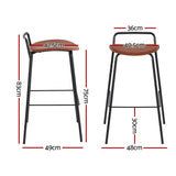 2x Artiss Bar Stools Kitchen Counter Stools Metal Brown - Front View