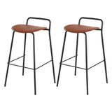 2x Artiss Bar Stools Kitchen Counter Stools Metal Brown - Close-Up Angle