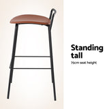 4x Artiss Bar Stools Kitchen Counter Dining Chair Metal Brown - Top-Down View