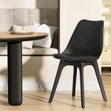 Artiss Dining Chairs Set of 4 Leather Plastic DSW Replica Black - Low Angle