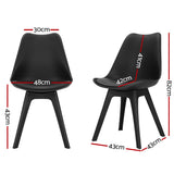 Artiss Dining Chairs Set of 4 Leather Plastic DSW Replica Black - Front View