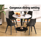 Artiss Dining Chairs Set of 4 Leather Plastic DSW Replica Black - Rear View
