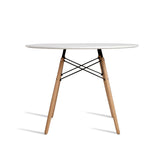 Artiss Dining Table Round White 4 Seater 100CM - Side View
