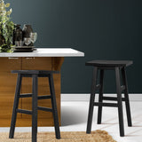Artiss Bar Stools Kitchen Counter Stools Wooden Chairs Black x2 - Close-Up Angle