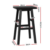 Artiss Bar Stools Kitchen Counter Stools Wooden Chairs Black x4 - Front View