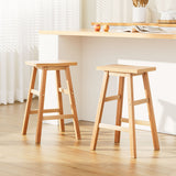 Artiss Bar Stools Kitchen Counter Stools Wooden Chairs Natural x2 - Low Angle