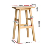 Artiss Bar Stools Kitchen Counter Stools Wooden Chairs Natural x2 - Front View