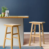 Artiss Bar Stools Kitchen Counter Stools Wooden Chairs Natural x2 - Close-Up Angle