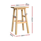 Artiss 4x Bar Stools Kitchen Chairs Wooden Nature - Front View