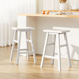 Artiss Bar Stools Kitchen Counter Stools Wooden Chairs White x2 - Low Angle
