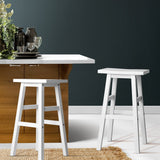 Artiss Bar Stools Kitchen Counter Stools Wooden Chairs White x2 - Close-Up Angle