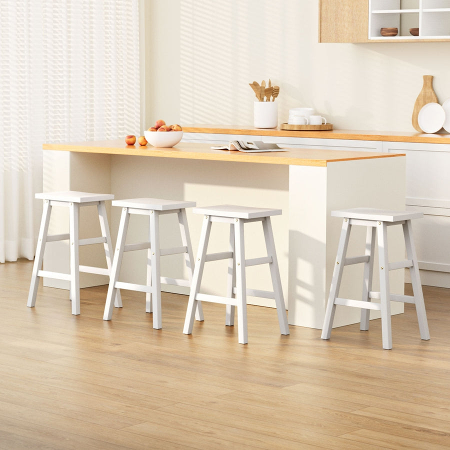 Artiss 4x Bar Stools Kitchen Chairs Wooden White, image 7