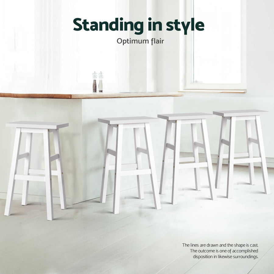 Artiss 4x Bar Stools Kitchen Chairs Wooden White, image 5