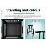 Artiss 2x Bar Stools Round Chairs Wooden Black - 45-Degree Angle