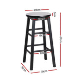 Artiss 4x Bar Stools Round Chairs Wooden Black - Front View