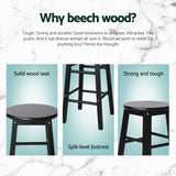 Artiss 4x Bar Stools Round Chairs Wooden Black - Top-Down View