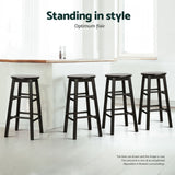Artiss 4x Bar Stools Round Chairs Wooden Black - 45-Degree Angle