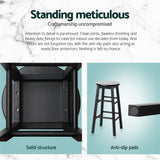 Artiss 4x Bar Stools Round Chairs Wooden Black - Rear View