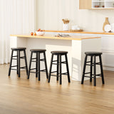 Artiss 4x Bar Stools Round Chairs Wooden Black - Close-Up Angle