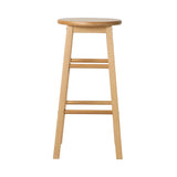 Artiss 2x Bar Stools Round Chairs Wooden Nature - Side View