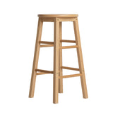 Artiss 2x Bar Stools Round Chairs Wooden Nature - Top-Down View