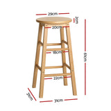Artiss 4x Bar Stools Round Chairs Wooden Nature - Front View