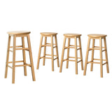 Artiss 4x Bar Stools Round Chairs Wooden Nature - Side View