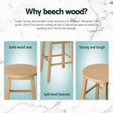Artiss 4x Bar Stools Round Chairs Wooden Nature - Top-Down View