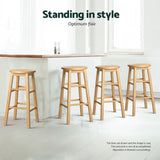 Artiss 4x Bar Stools Round Chairs Wooden Nature - 45-Degree Angle