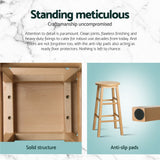 Artiss 4x Bar Stools Round Chairs Wooden Nature - Rear View