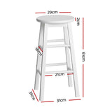 Artiss 2x Bar Stools Round Chairs Wooden White - Front View