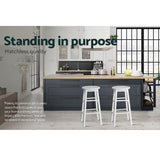 Artiss 2x Bar Stools Round Chairs Wooden White - 45-Degree Angle