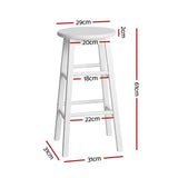 Artiss 4x Bar Stools Round Chairs Wooden White - Front View