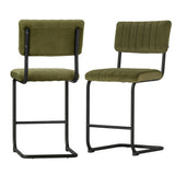 Artiss 2x Bar Stools Velvet Chairs Green - Close-Up Angle