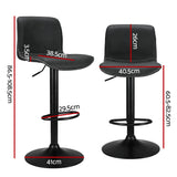 Artiss 2x Bar Stools Kitchen Swivel Bar Stool Gas Lift Chairs Barstools Black - Front View