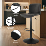 Artiss 2x Bar Stools Kitchen Swivel Bar Stool Gas Lift Chairs Barstools Black - 45-Degree Angle