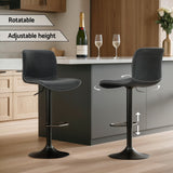Artiss 2x Bar Stools Kitchen Swivel Bar Stool Gas Lift Chairs Barstools Black - Rear View