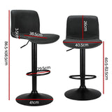 Artiss 4x Bar Stools Kitchen Swivel Gas Lift Chairs Black - Front View