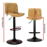 Artiss 2x Bar Stools Kitchen Swivel Bar Stool Gas Lift Chairs Barstools Brown - Front View