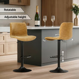 Artiss 2x Bar Stools Kitchen Swivel Bar Stool Gas Lift Chairs Barstools Brown - Rear View