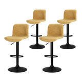 Artiss 4x Bar Stools Kitchen Swivel Gas Lift Chairs Brown - Close-Up Angle