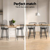 Artiss 2x Bar Stools Swivel Metal Chairs - Rear View