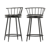 Artiss 2x Bar Stools Swivel Metal Chairs - Close-Up Angle
