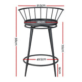 Artiss 2x Bar Stools Swivel Metal Chairs - Front View
