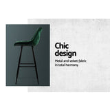 Artiss 2x Bar Stools Velvet Chairs Green - 45-Degree Angle
