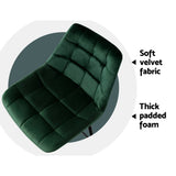 Artiss 2x Bar Stools Velvet Chairs Green - Rear View